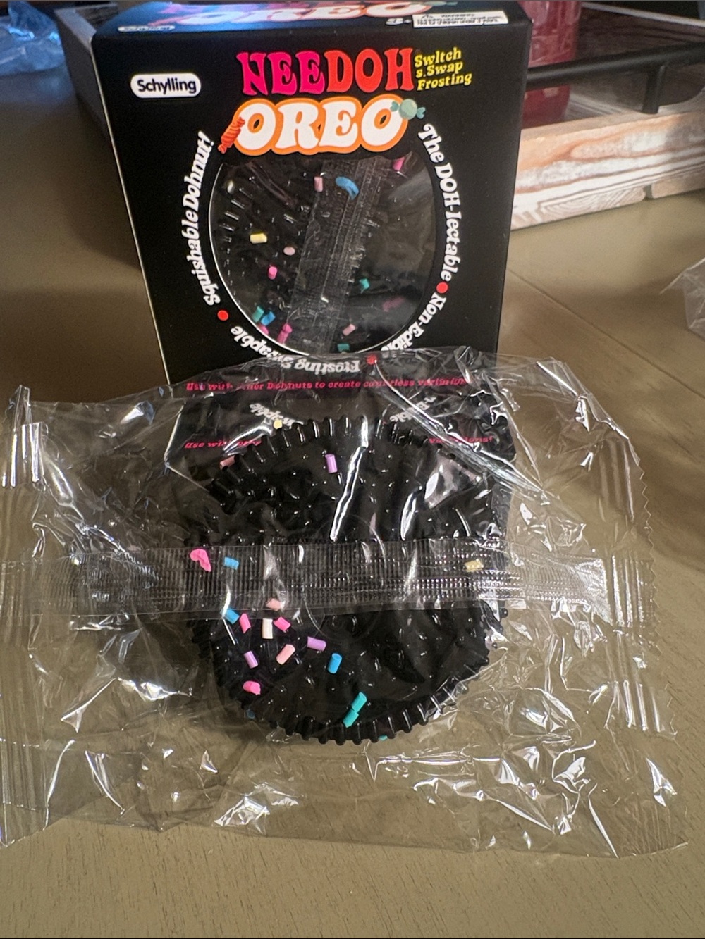 Needoh Oreo Black Play Dough Cookie with Pink & Blue Sprinkles